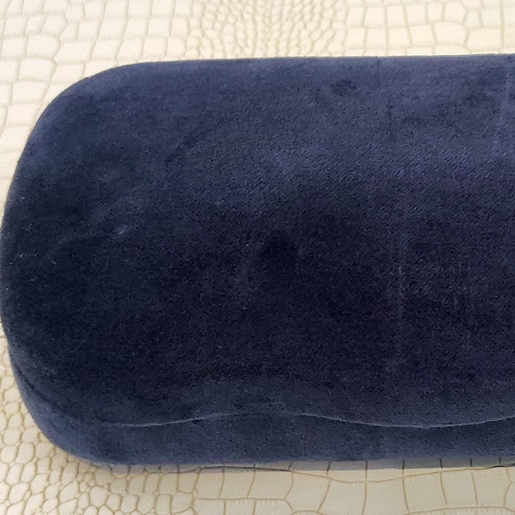 XL Brand New Gucci Sunglasses Case Clamshell Velvet Blue w/ Gucci Pouch & Cloth